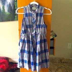High neck plaid dress
